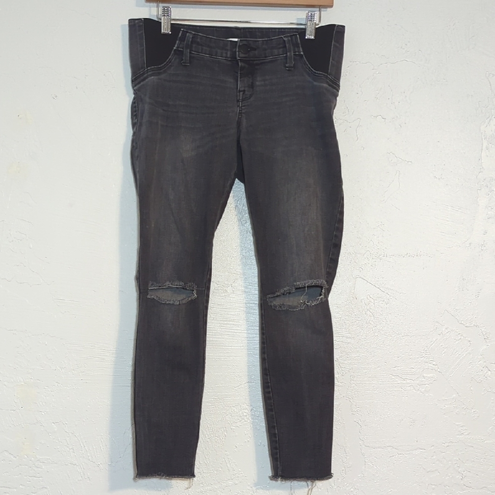Isabel Maternity Black Distressed Jeggings Stretchy Cute Comfy Skinny Jeans M